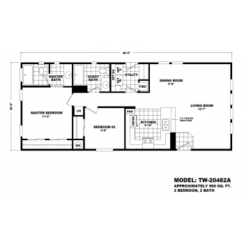 Durango Model TW-204482A Manufactured Home Floor Plan