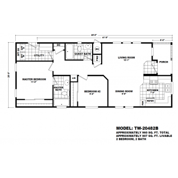 Durango Model TW-20482B Manufactured Home Floor Plan