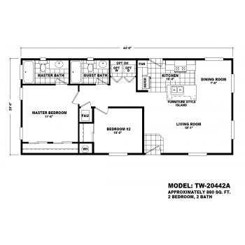 Durango Model TW-20442A Manufactured Home Floor Plan