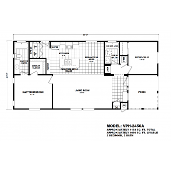 Durango Model VPH-2450A  Manufactured Home Floor Plan